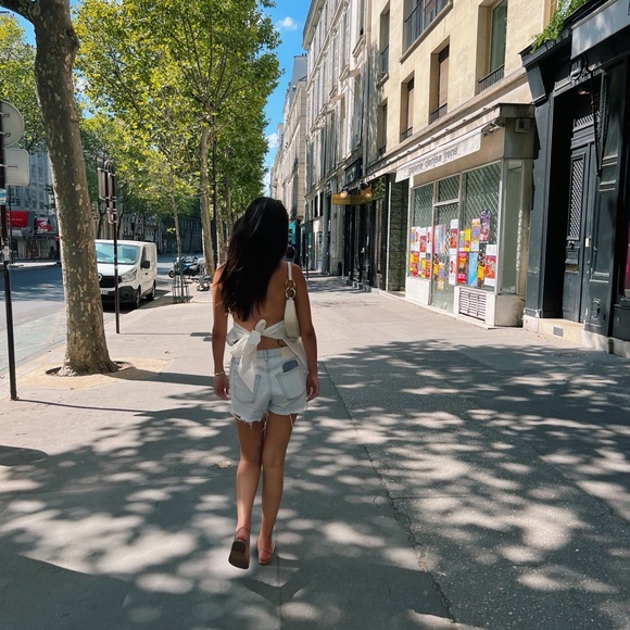 SER.O.YA White button down shirt with halter neck and open back. Size XS - Picture 4 of 4